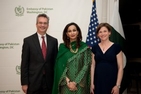 Dean James Goldgeier and Professor Rachel Sullivan Robinson at the Embassy of Pakistan with Ambassador Sherry Rehman.